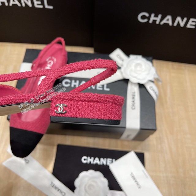 Chanel專櫃經典款女士拼色涼鞋 香奈兒頂級版本slingback拼色涼鞋平跟鞋中跟鞋 dx2589